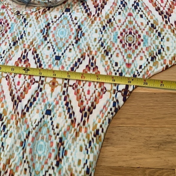 MARKET & Spruce Drop Shoulder 3/4 Sleeve Geometric Print Stretchy Top Women’s XS - Picture 10 of 12